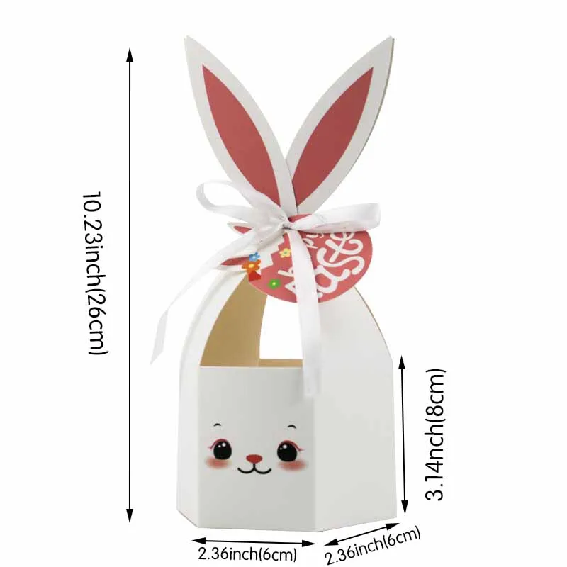 50PCS Cute Easter 3D Rabbit Paper Candy Box Adorable Bunny Easter Favors Packaging Gift Box for Kids Happy Easter Party Supplies