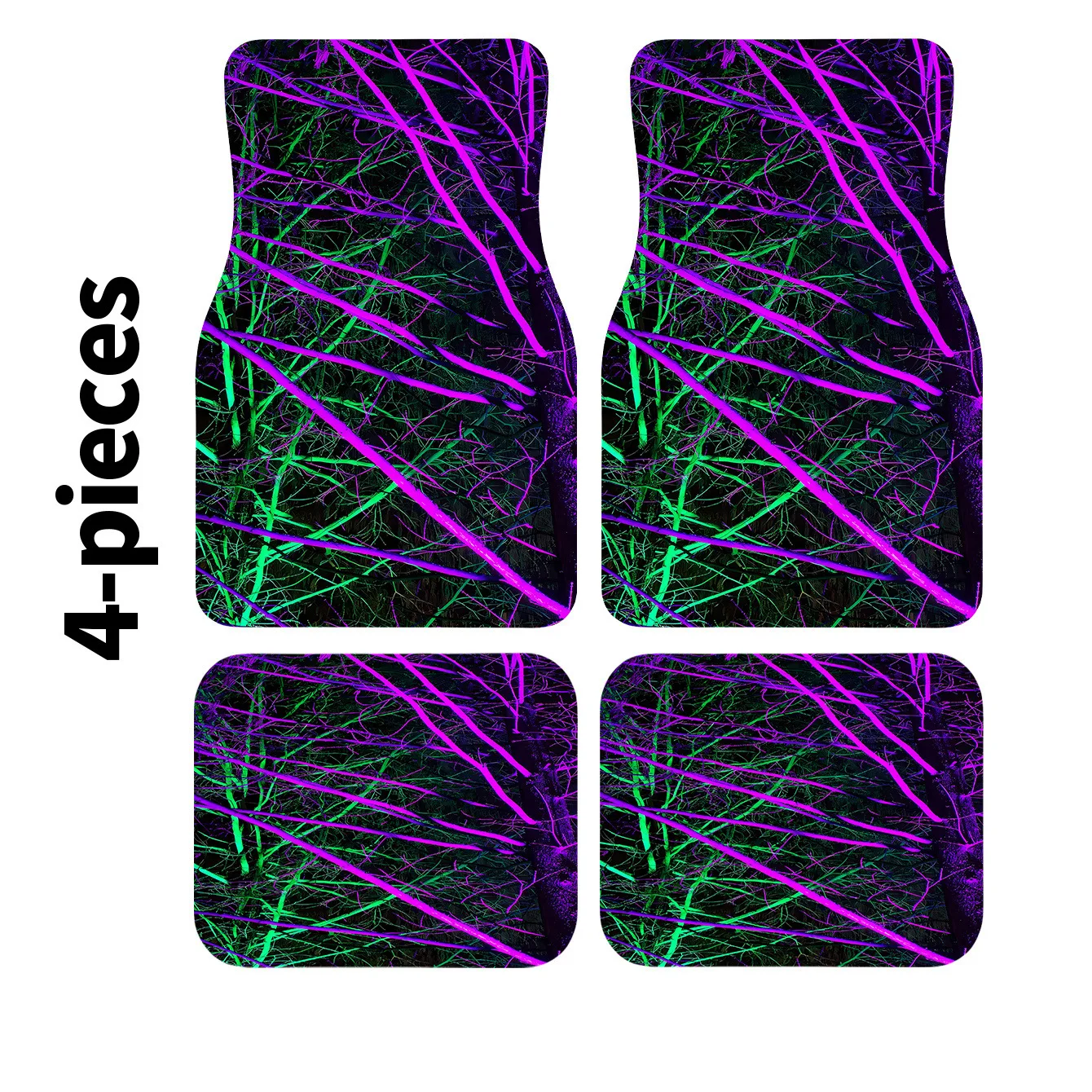 

A Set Of Car Floor Mats Featuring A Stylish Print Of Interwoven Purple And Green Branches, Easy To Clean, Suitable For Cars, Tru