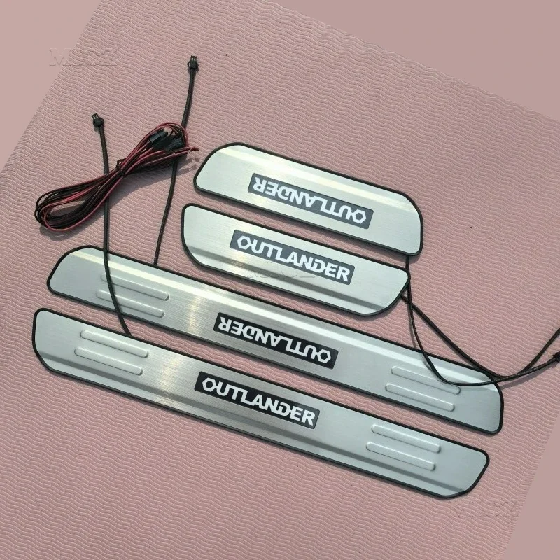 

For Mitsubishi Outlander 2013 - 2019 LED Car Accessories Car Styling Stainless Steel Car Door Cover Outside Door Sill Plate
