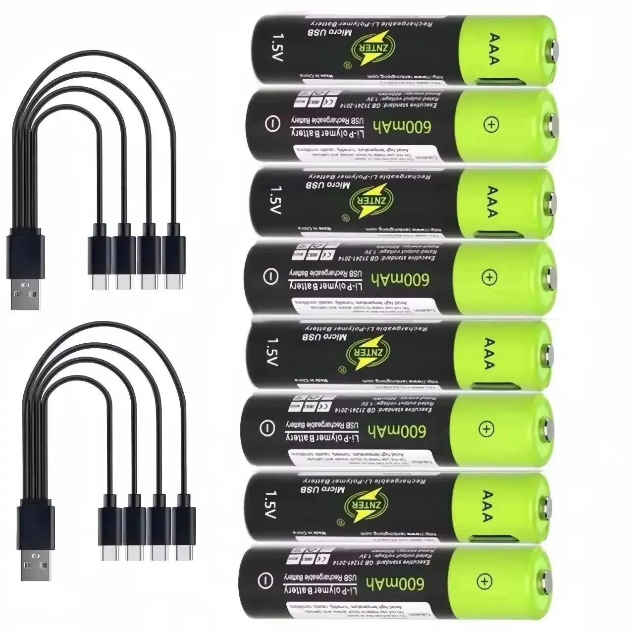 

8 шт./лот AAA аккумуляторная батарея 1,5 В 600 мАч USB литий-полимерная батарея игрушечная клавиатура игровой контроллер специальная литиевая батарея