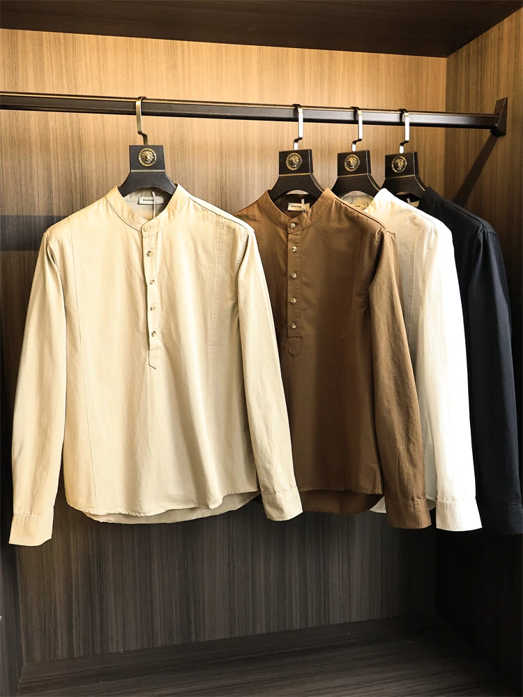 

Premium Feel Cotton Long Sve Waed Men's Color Henley Ne Comfortable Breathable irt Youth Faion Spring Autumn