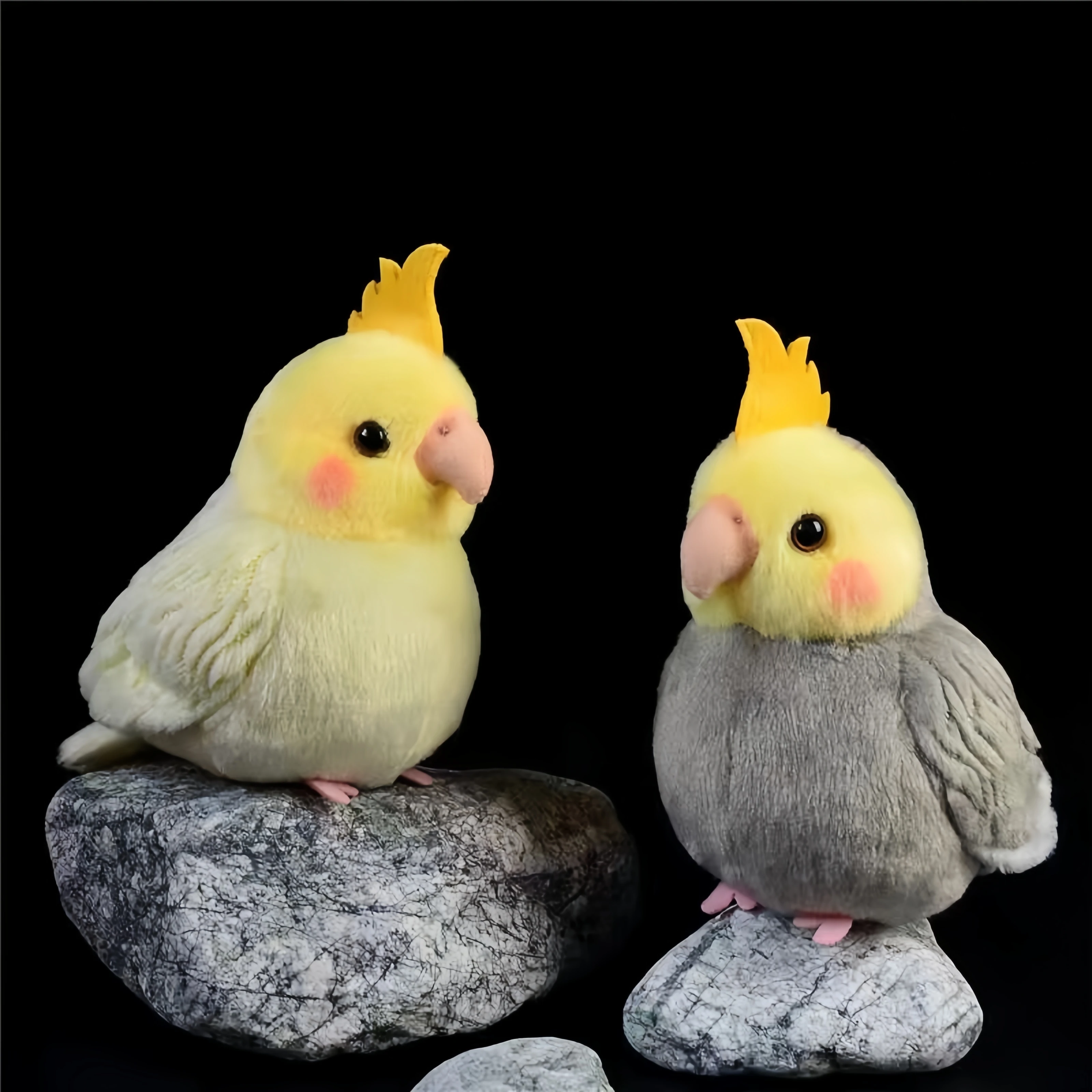 Brinquedo de pelúcia cacatua amarela realista 5.9 Polegada pingente de chaveiro de papagaio macio, saco de pássaro bonito pingente decoração de presente