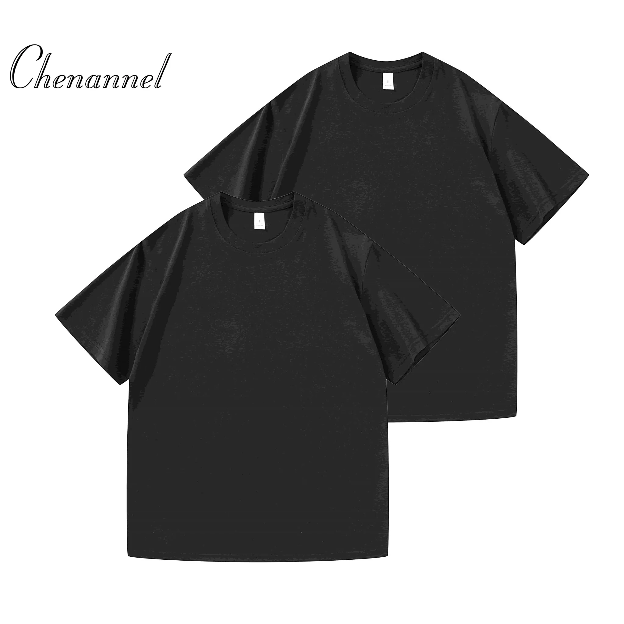 طقم مكون من سبع قطع 180 جرام من القطن الخالص الثقيل بأكمام قصيرة تي شيرت للرجال صيفي فضفاض أبيض بلون سادة #4