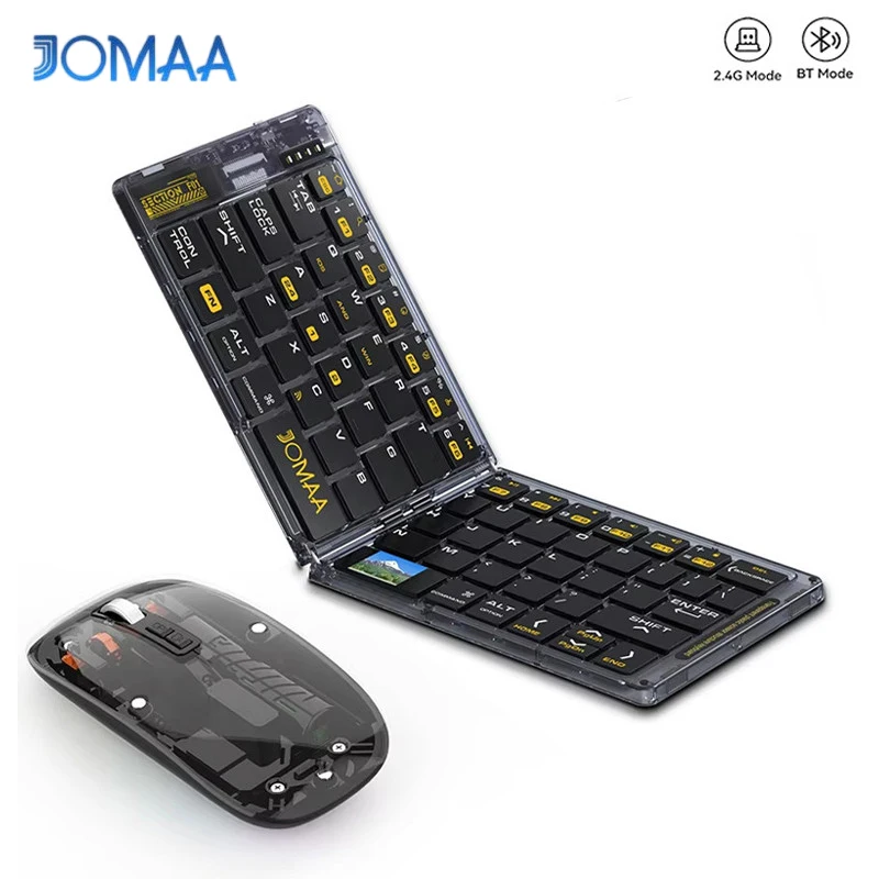 

Jomaa Transparent Foldable Wireless Keyboard Comb,Ultra Slim, Rechargeable,Silent,Portable Travel Keyboard for Laptop Tablet