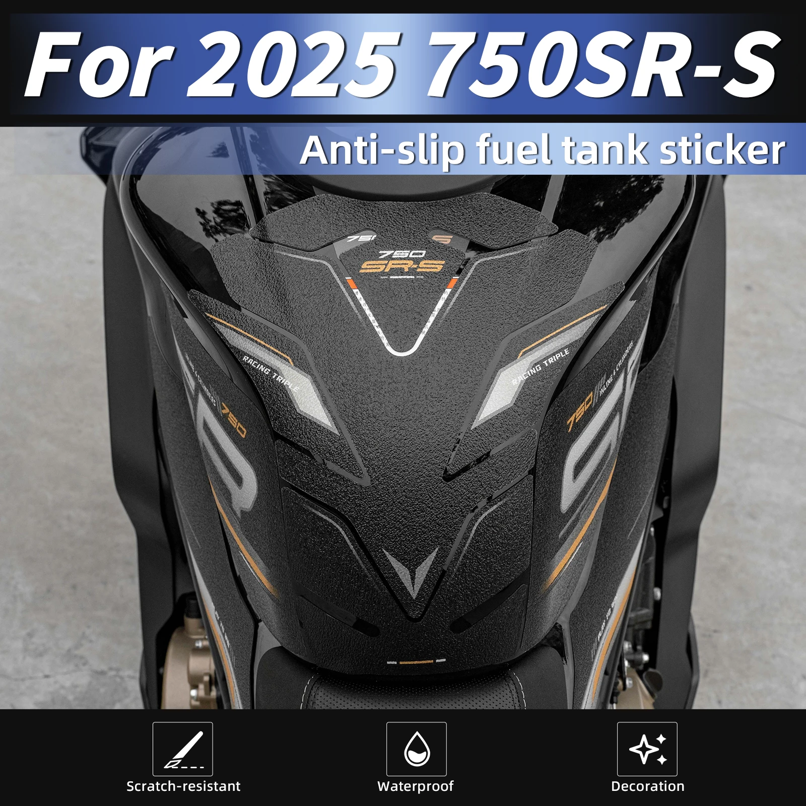 

Suitable for 2025 CFMOTO 750SR-S Tank Traction Pad Rubber Residue-Free Curve-Fit Anti-Wear Waterproof Mod Kits