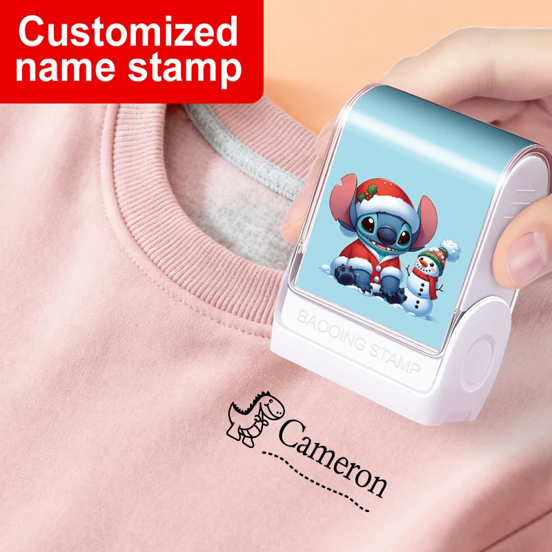 Personalized Disney Stitch Name Stamp for School & Office Supplies Sorting,Fashionable Self-Inking Seal For Christmas Gift