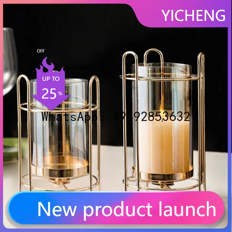 

LYY Dining Table Gold Candle Holder Holiday Party Romantic Atmosphere Arrangement Candle Candlelight Dinner Decorative Ornament