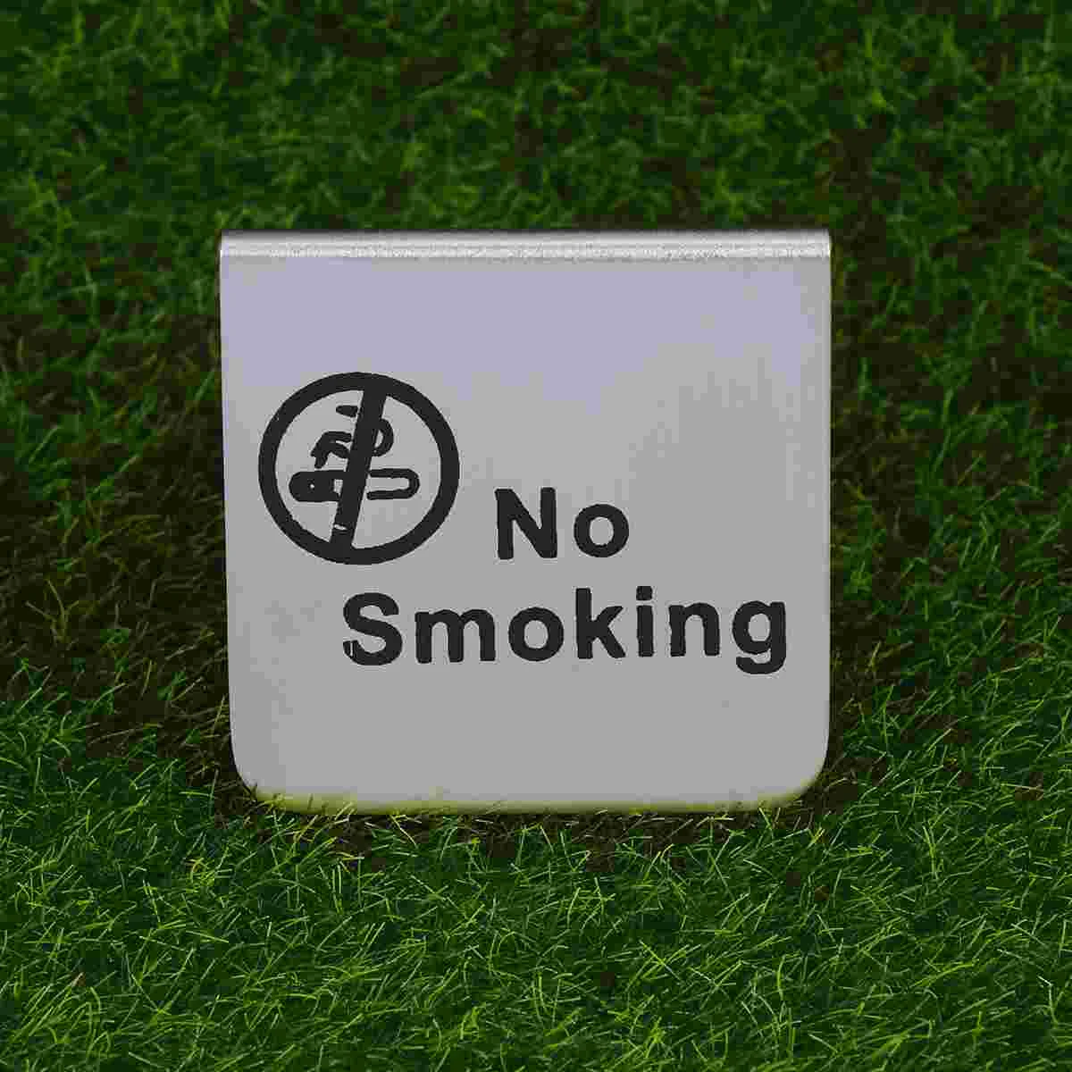 

Stainless Steel No Smoking Table Tent Sign Double Side Free Standing No Smoking Sign for Office Hotel (English/Black Circle)