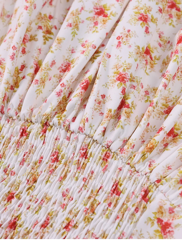NewAsia Damenkleid mit Blumenmuster, Trägern, A-Linie, sexy hohem Schlitz, rückenfrei, zarten Ausschnitten, Sommerkleid für Party, Strand und Urlaub. – Detail 32