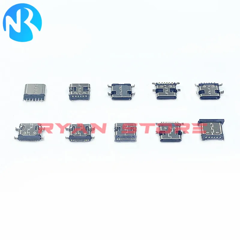 100Pcs 10Models C-Type USB Charging Dock Connectors Mix 6Pin And 16Pin Use For Phone And Digital Product Repair Kit