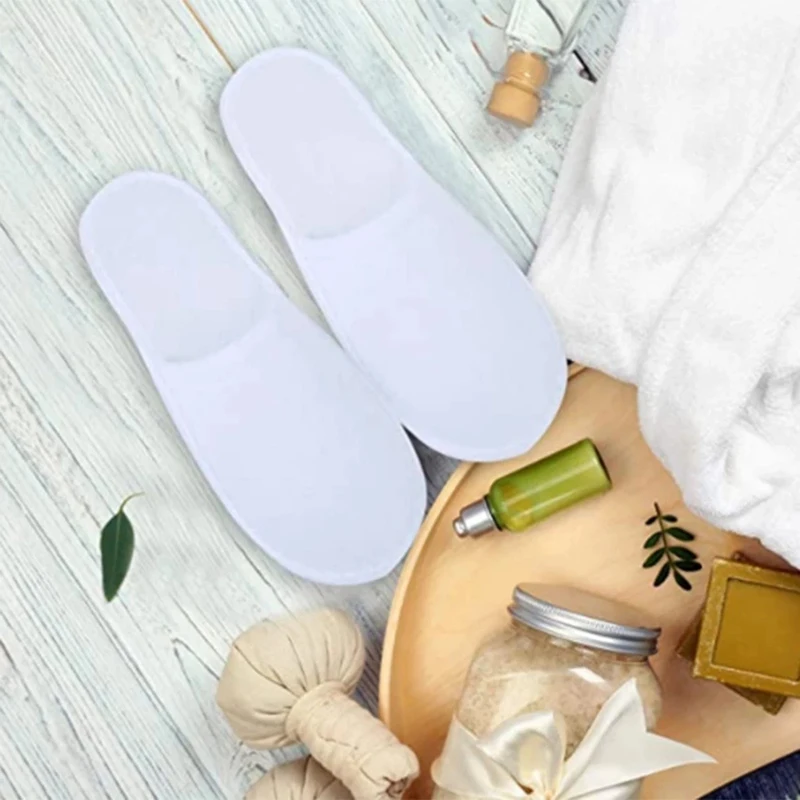 20 paia di pantofole usa e getta a punta chiusa donna uomo pantofole usa e getta antiscivolo in peluche spazzolato ultrasottile per la casa dell'hotel
