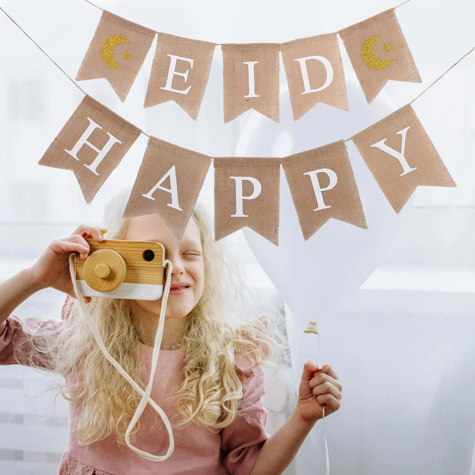 

1Set Eid Mubarak Banner Linen Ramadan Hanging Ornament Rustic Festival Party Decor Ramadan Festival Buntings Eid Supplies