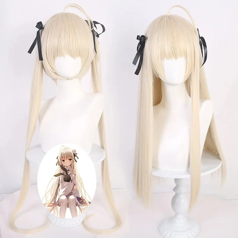 

Beige Double Ponyon Straight Bangs Long Straight Synthetic Wig Anime Edge of the Sky Spring Hino Dome cos Wig