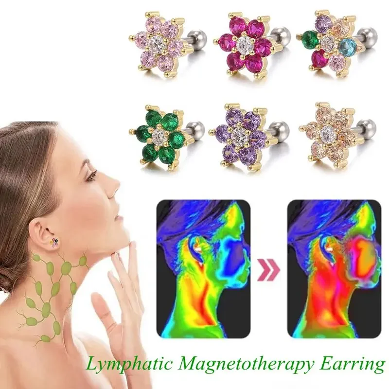 

Germanium Ions Rejuvenating Tourmaline Stud Garnet Infrared Lymphvity Earrings for Women Lymphatic Magnetotherapy Stud Jewelry