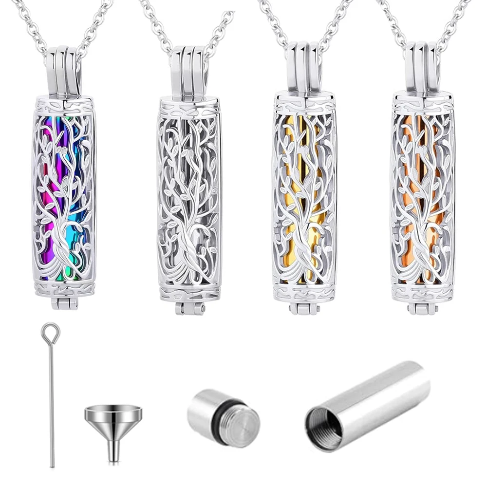 اسطوانة جرة قلادة للرماد للنساء الرجال مجوهرات جنائزية تذكارية تذكارية الإنسان الحيوانات الأليفة رماد قلادة #1