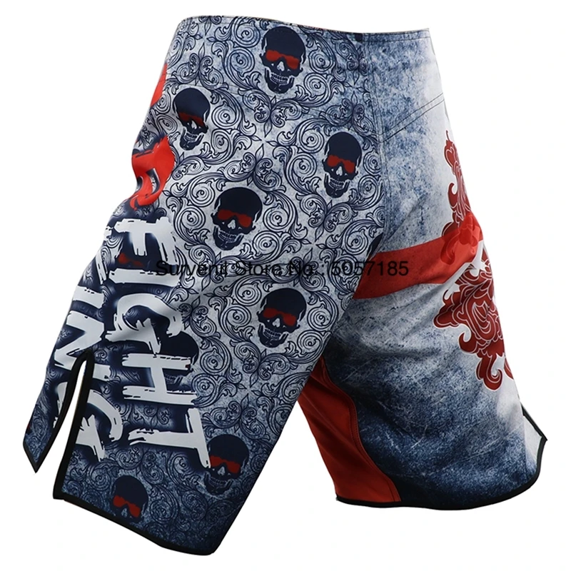 Men\'s MMA Shorts Grappling Trunks Skull Sublimated Gym Athletic Clothes BJJ Muay Thai Wrestling Pants Kickboxing Fight Shorts