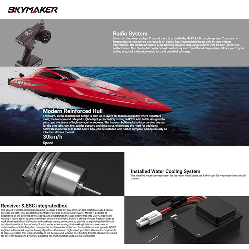 UDiRC UDI009 UDI008 UDI020 zdalnie sterowana łódka RC wysoka prędkość wodoodporna 30 km/h 25 Km/H 2.4GHz ochrona zdalnie sterowana łódź zabawki Gif