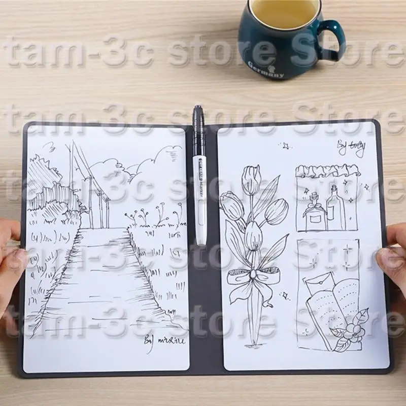 D0UA โน้ตบุ๊คไวท์บอร์ดแม่เหล็กสองข้างพร้อมเครื่องหมายที่สามารถลบได้บนโต๊ะทำงานขนาดเล็ก