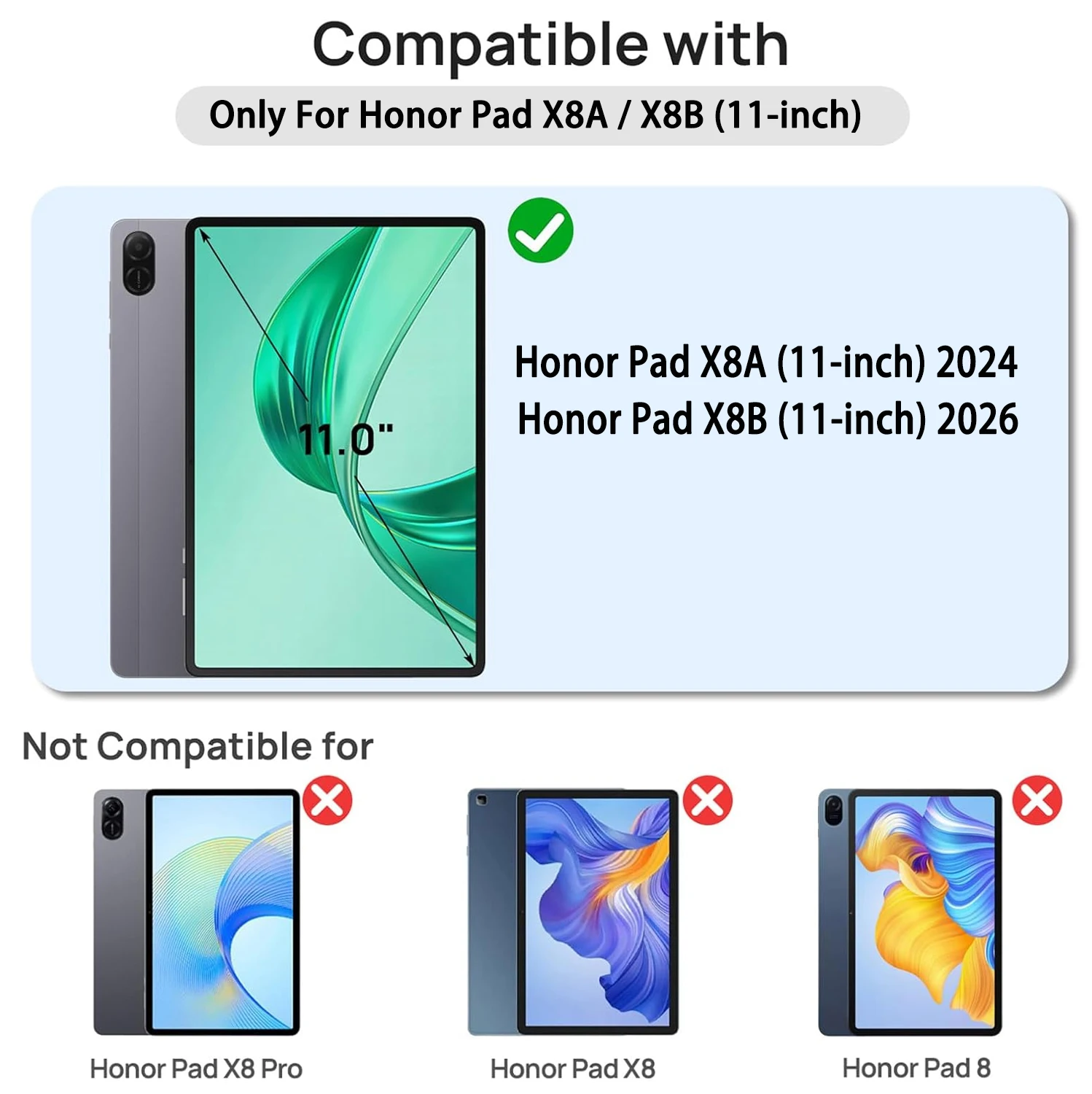 For HONOR Pad X8B / X8A  (11 inch) 2026/2024 Case Transparent Soft TPU Silicone Tablet Cover Reinforced Corners Protection Shell
