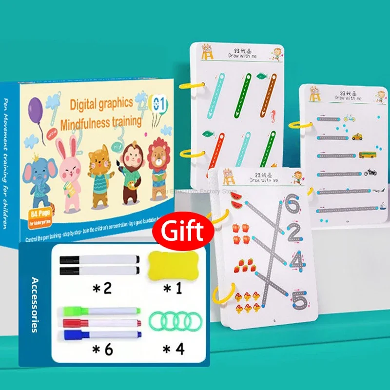 

Training Erasable Magical Tracing Workbook Set Pen Control Copybook Cards Training Exercises Puzzle Early Education Book