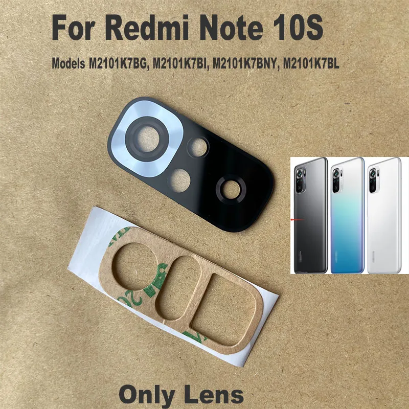 New For Xiaomi Redmi Note 10 10S Back Camera Glass Rear Lens Frame With Glue Sticker Adhesive 4G