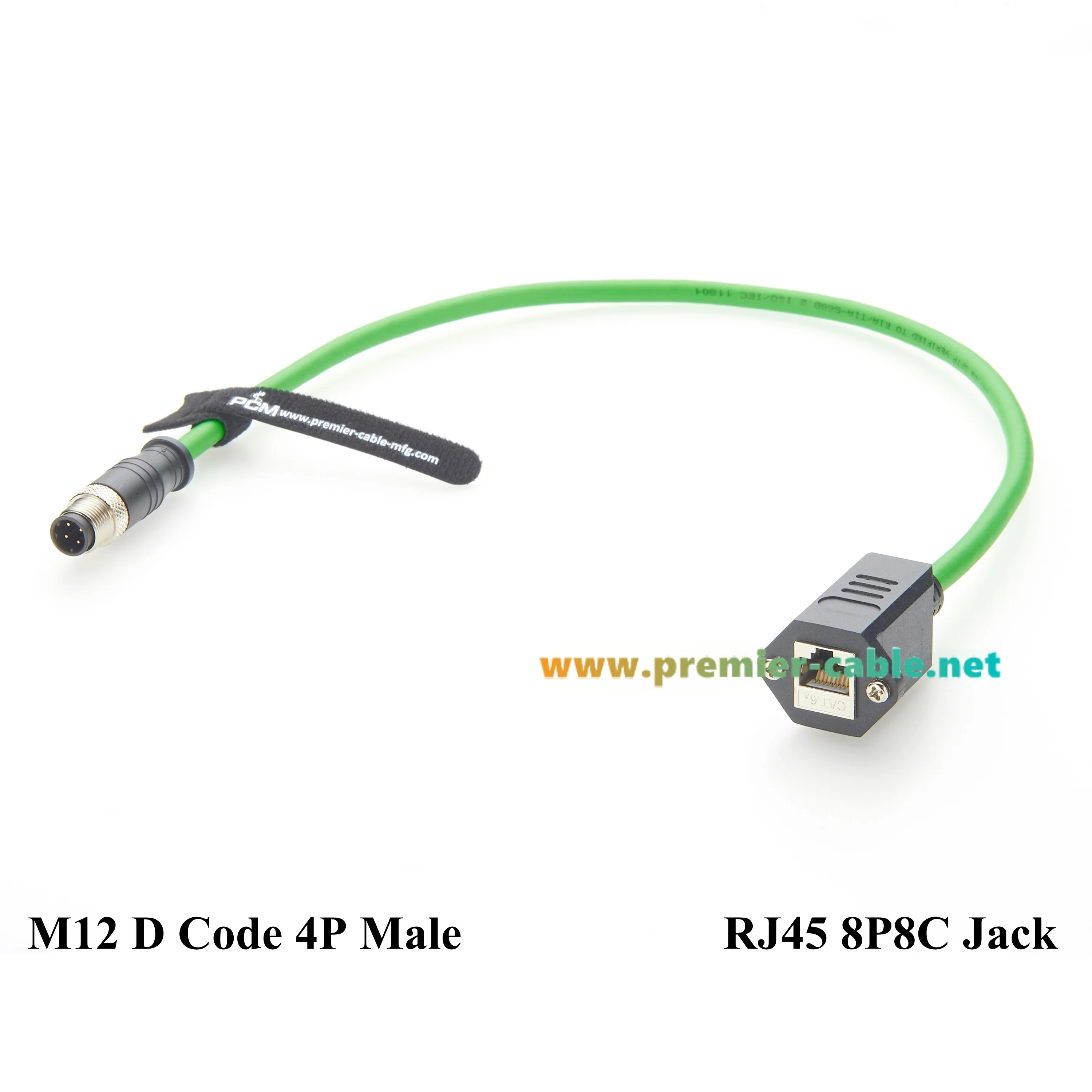 M12 to RJ45 CAT6A Panel Mount GigE Cable, Panel Mount RJ45 Keystone to M12 D Code 4 Pin Male Profinet Ethernet EtherCAT Cable