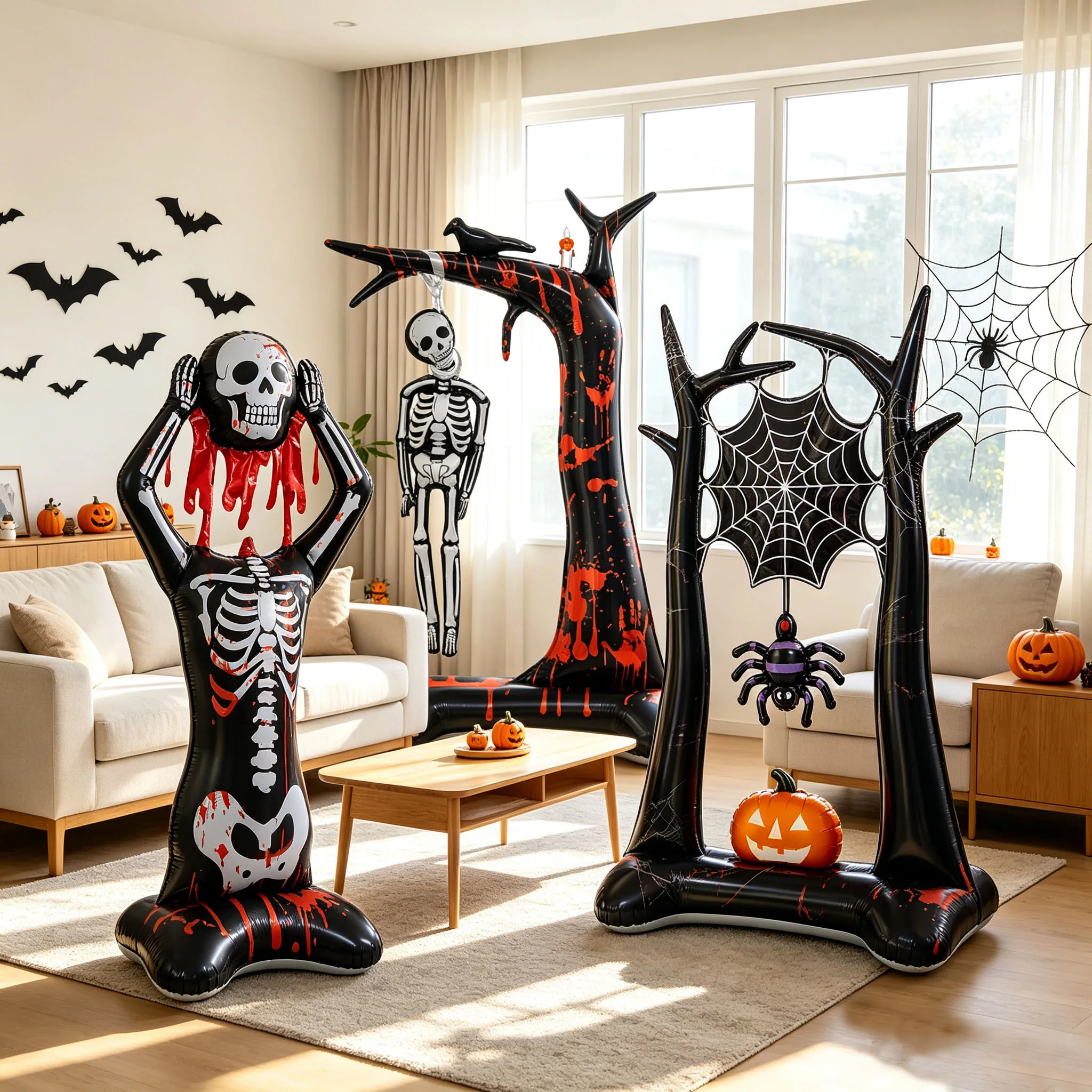 Riesige Halloween Aufblasbare Stehende Folienballons Blutiges Skelett Spinne Hängender Totenkopf Geisterbaum Ballons Halloween-Party-Dekoration – Detail 5