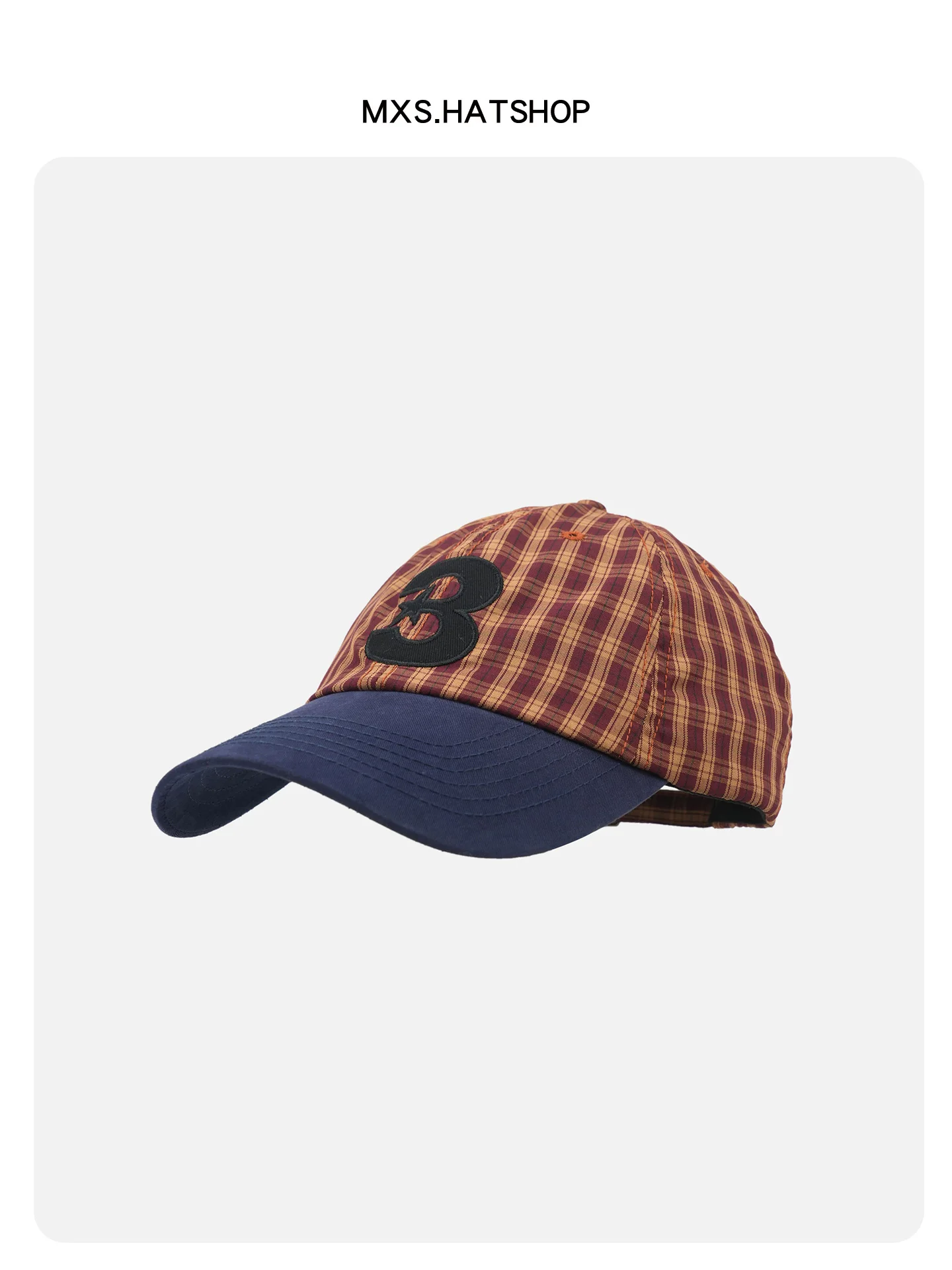 

Korean Style Plaid Baseball Cap Unisex Spring Summer New Embroidery Hat Fashionable Versatile Color Block Duckbill Cap