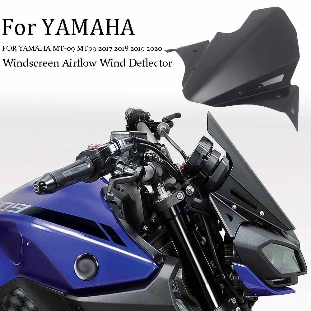 

Black Front Windshield Motorcycle Accessories Windscreen Airflow Wind Deflector FOR YAMAHA MT-09 MT09 2017 2018 2019 2020