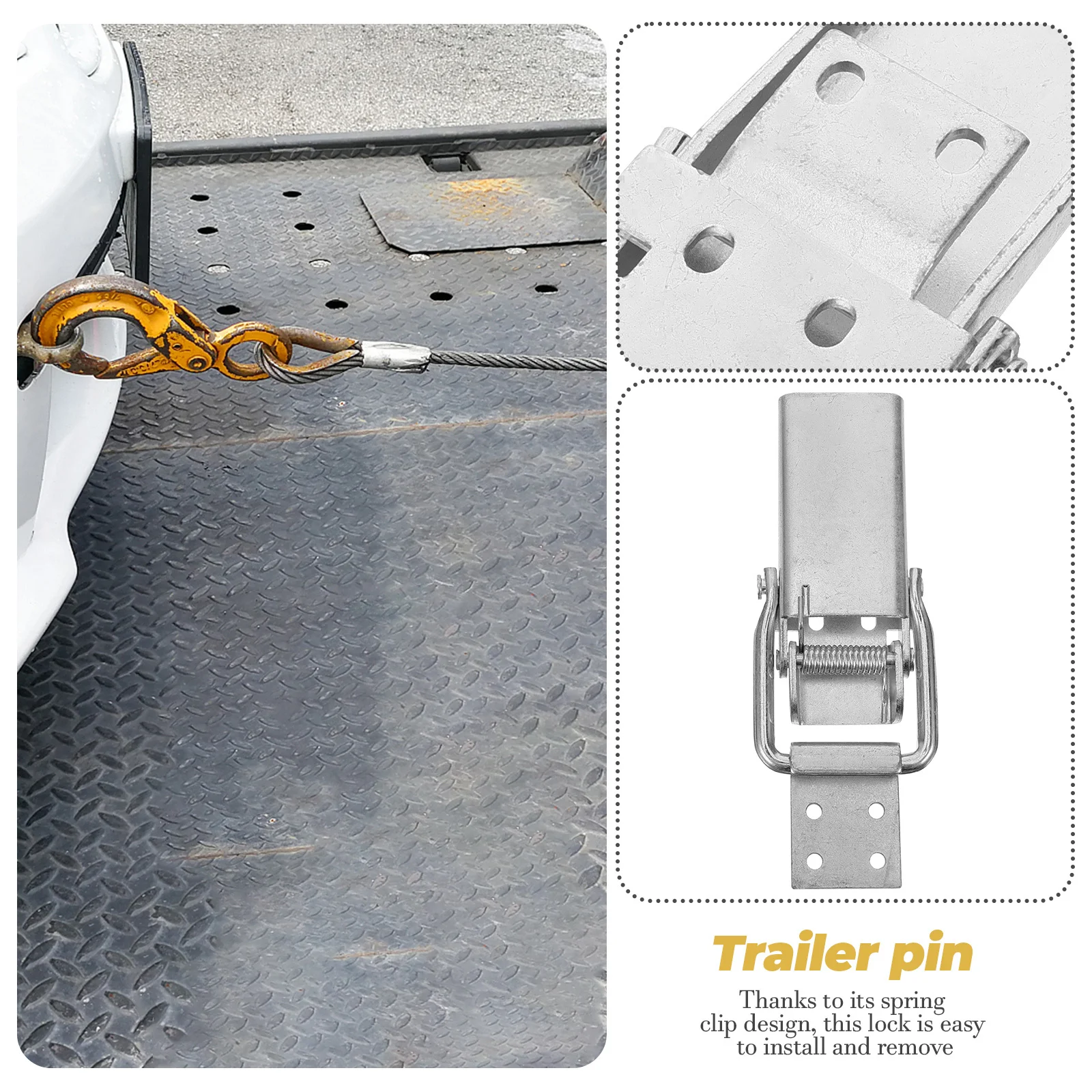トレーラーラッチロックアクセサリー 高耐久金属製ハスプ 安全なトレーラードアロック カプラーピンロック トラック貨物輸送用