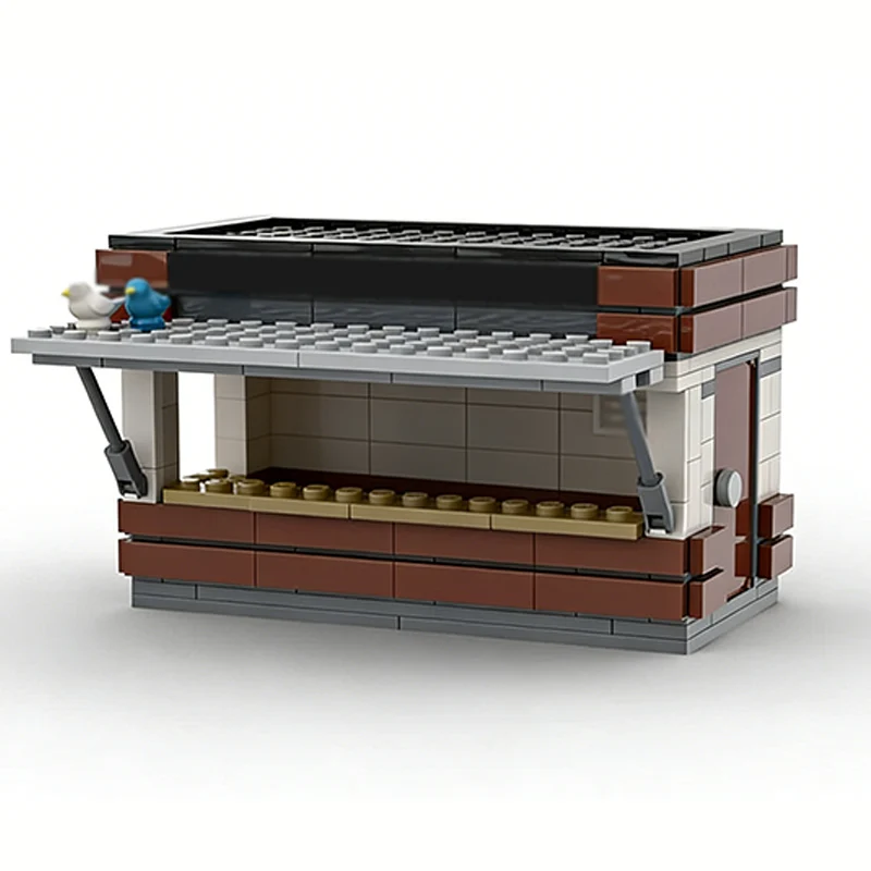 مدينة شارع عرض نموذج MOC قوالب بناء مدينة القهوة الوقوف وحدات التكنولوجيا الأطفال هدايا العيد تجميع اللعب البدلة