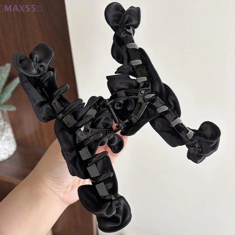 【MAX-55】 1 pz clip pieghettata in raso di fascia alta femminile clip di squalo di fascia alta forcina parte posteriore della testa accessori per capelli forcina