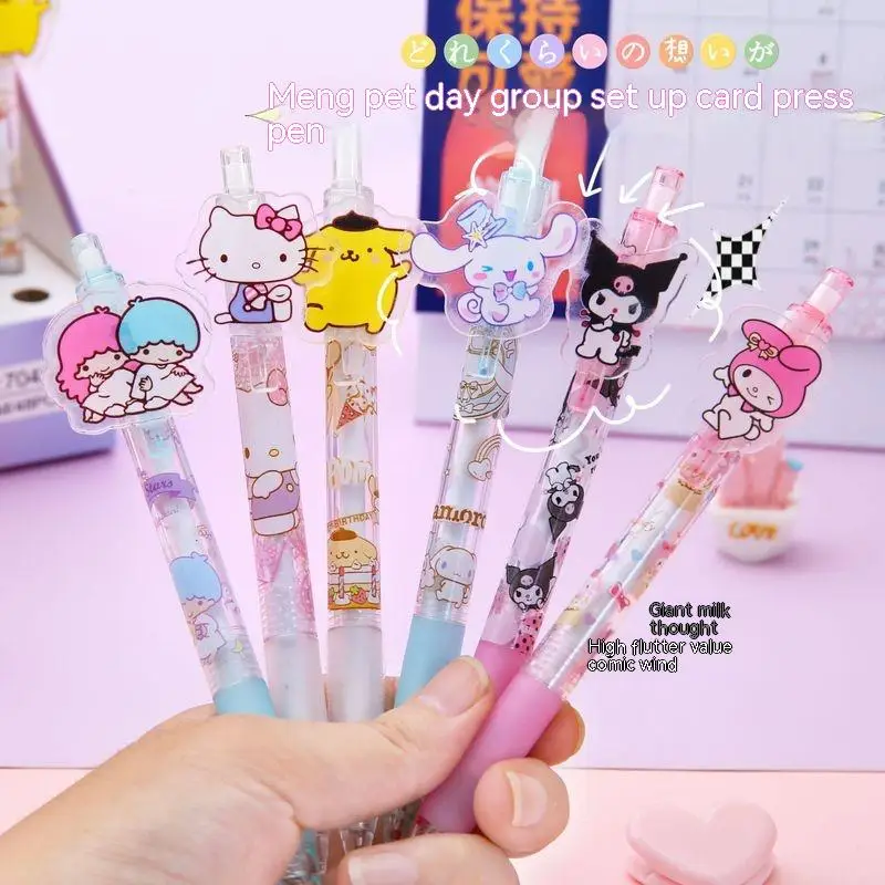 Imagem -03 - Sanrio Olá Kitty Melody Kuromi Gel Pen Grupo Kawaii Estudante Papelaria Presente Escola e Escritório 0.5 mm de Tinta 24 Pcs 48 Pcs Atacado