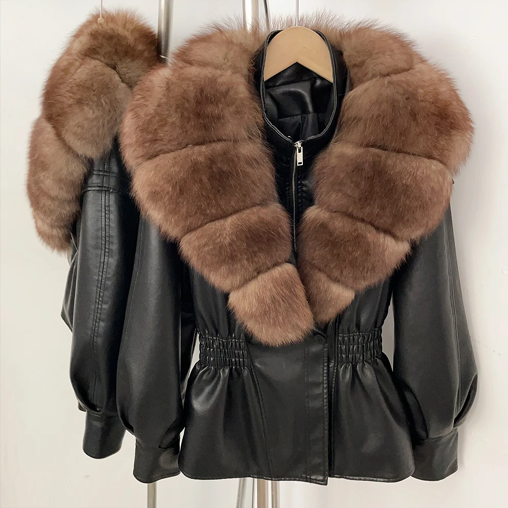 

OFTBUY Женская куртка из натурального меха и кожи, модная верхняя одежда, новинка, женская куртка из искусственной кожи с мехом, женское пальто