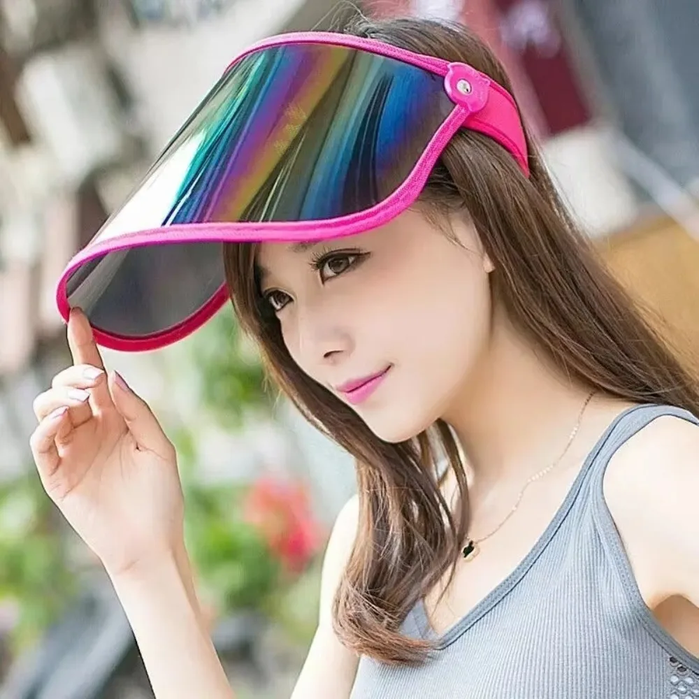 New Candy Color Sun Hat PVC Plastic Anti-UV Sunshade Cap Face Cover