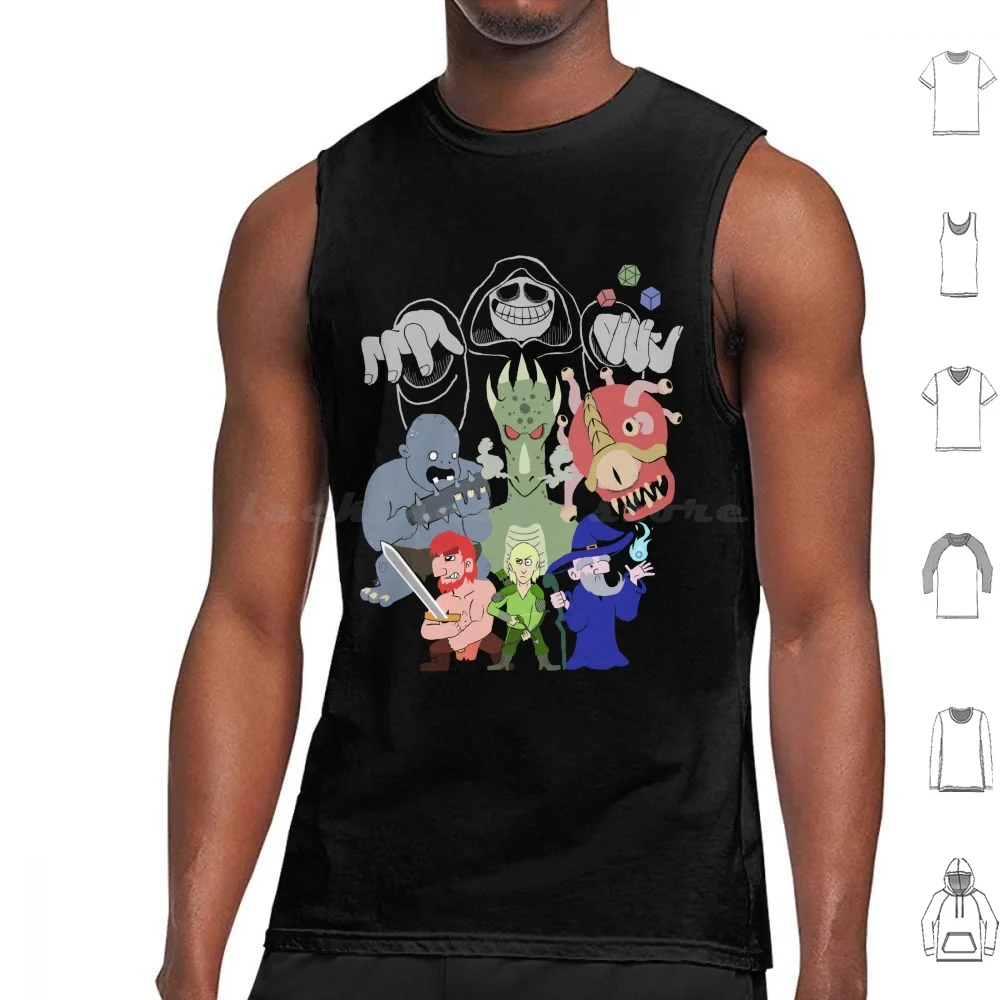 Looming Danger ( D&d ) Tank Tops Print Cotton And D D Beholder Dragon Heroes Sword Magic Bow And Arrow Elf Fighter Dice