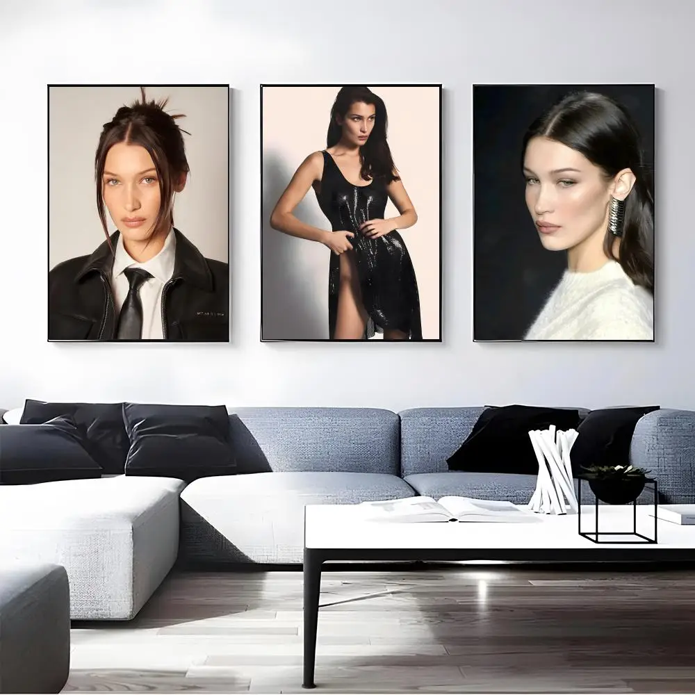 Model Bella Hadid Poster Self-adhesive Art Waterproof Paper Sticker Coffee House Bar Room Wall Decor