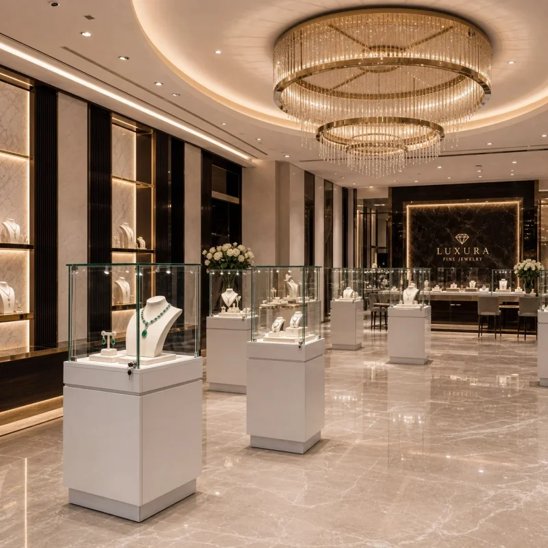 custom.Custom Square Glass Display Cabinet, Lockable Vertical Showcase Jewelry Museum Exhibits