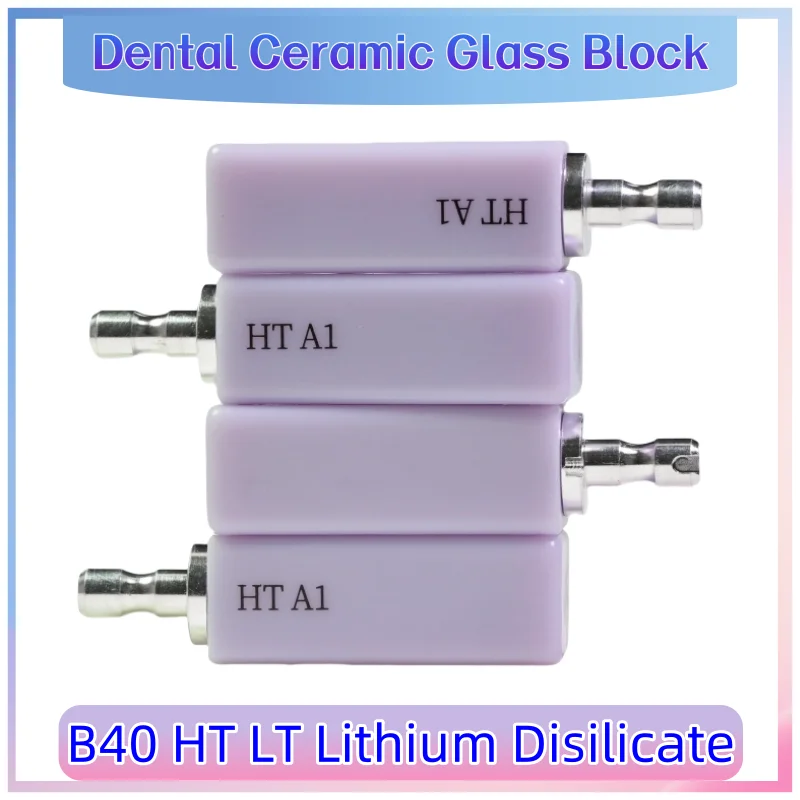 4 Pcs B40 Glass Ceramic Block Dental Milling CAD/CAM Lithium Disilicate Blocks Emax LT/HT/MT for Indication Veneer/Crown/Bridge