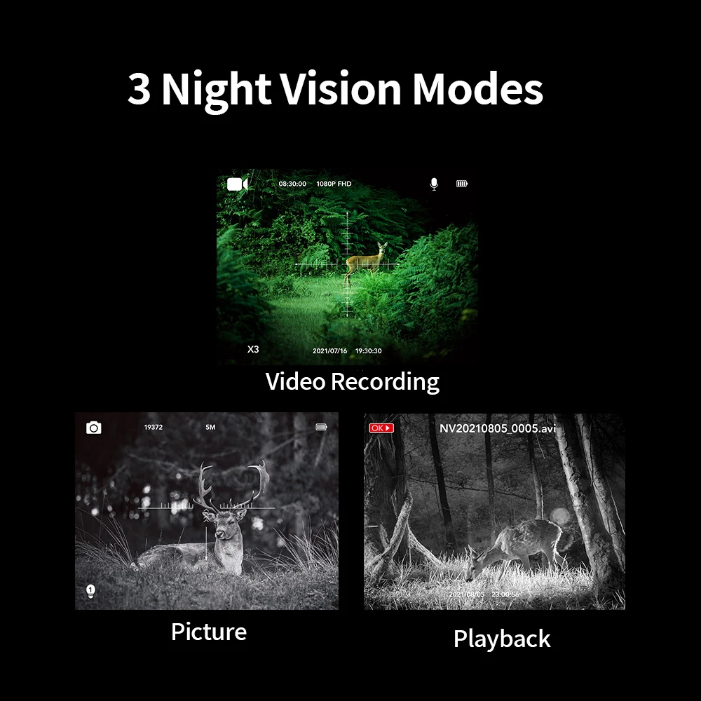 Baru Mini 1080P HD Digital Penglihatan Malam 7 Tingkat Inframerah Kamera Monokuler 984ft/300M 3 Crosshair Reticle Mode untuk Berburu Patroli