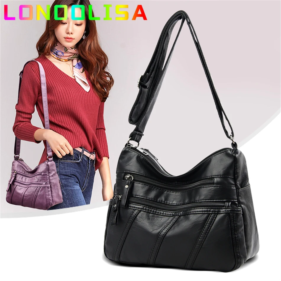 PU Leather Bolsa Luxury Ladies Shoulder Crossbody Bag Female Fold Over Small Bag Female Vintage Multi-Pocket Women Messenger Bag