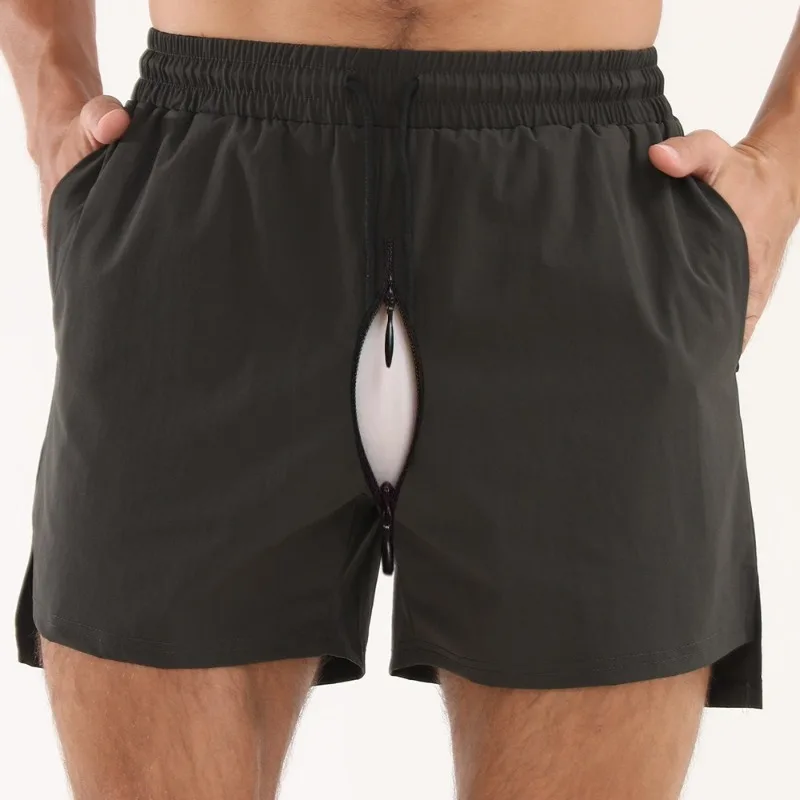 شورت رجالي مفتوح المنشعب سريع الجفاف للتمرين مقاس 3 بوصات شورت للجري في صالة الألعاب الرياضية شورت رياضي شبكي يسمح بالتهوية من الأمام قصير من الخلف طويل