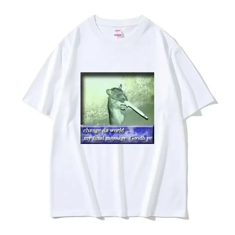 Change Da World My Final Message Goodb Ye T-shirt Fun Mouse Meme Pattern T-shirt Women's Fashion Short Sleeve T-shirt