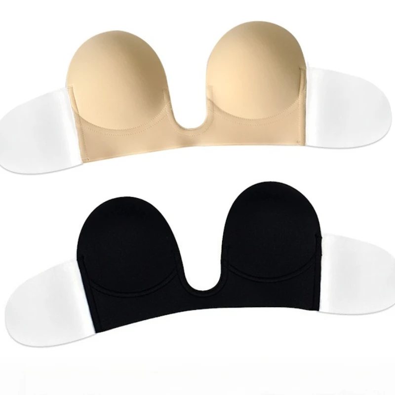 لاصق البرازيلي رفع عميق U يغرق لزجة غير مرئية حمالة قطعة واحدة الجانب الجناح رفع لاصق سيليكون الحلمة يغطي فستان