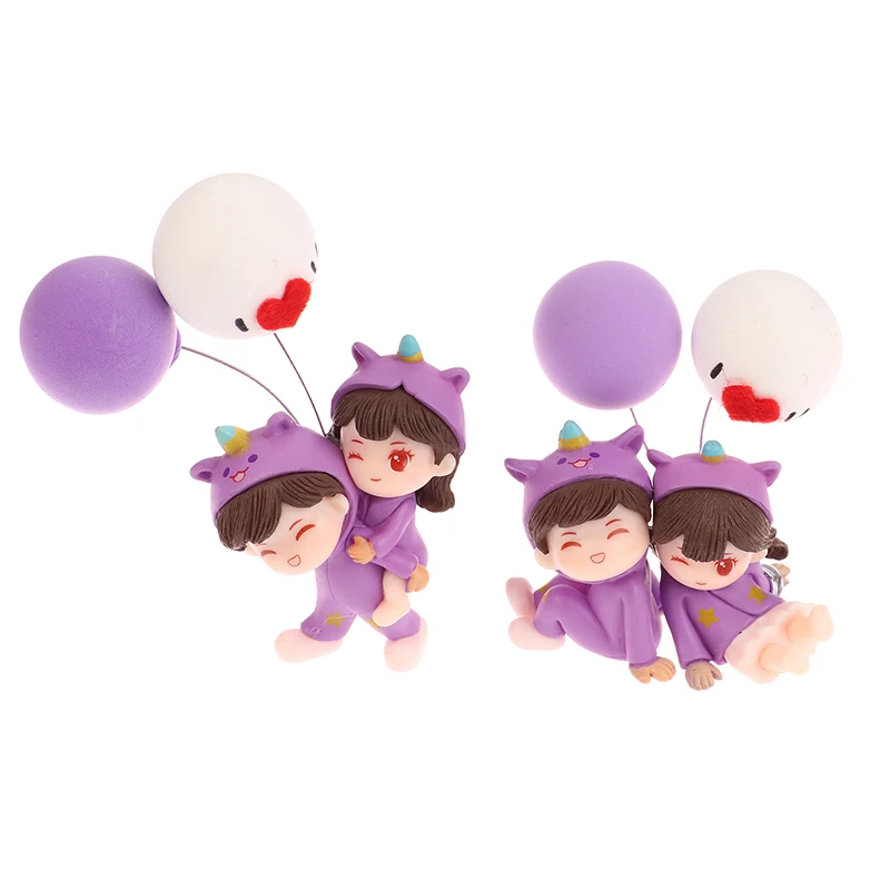 1Pair Cute Creative Cartoon Purple Pajamas Couple Car Decoration Ornaments Auto Center Console Home decor