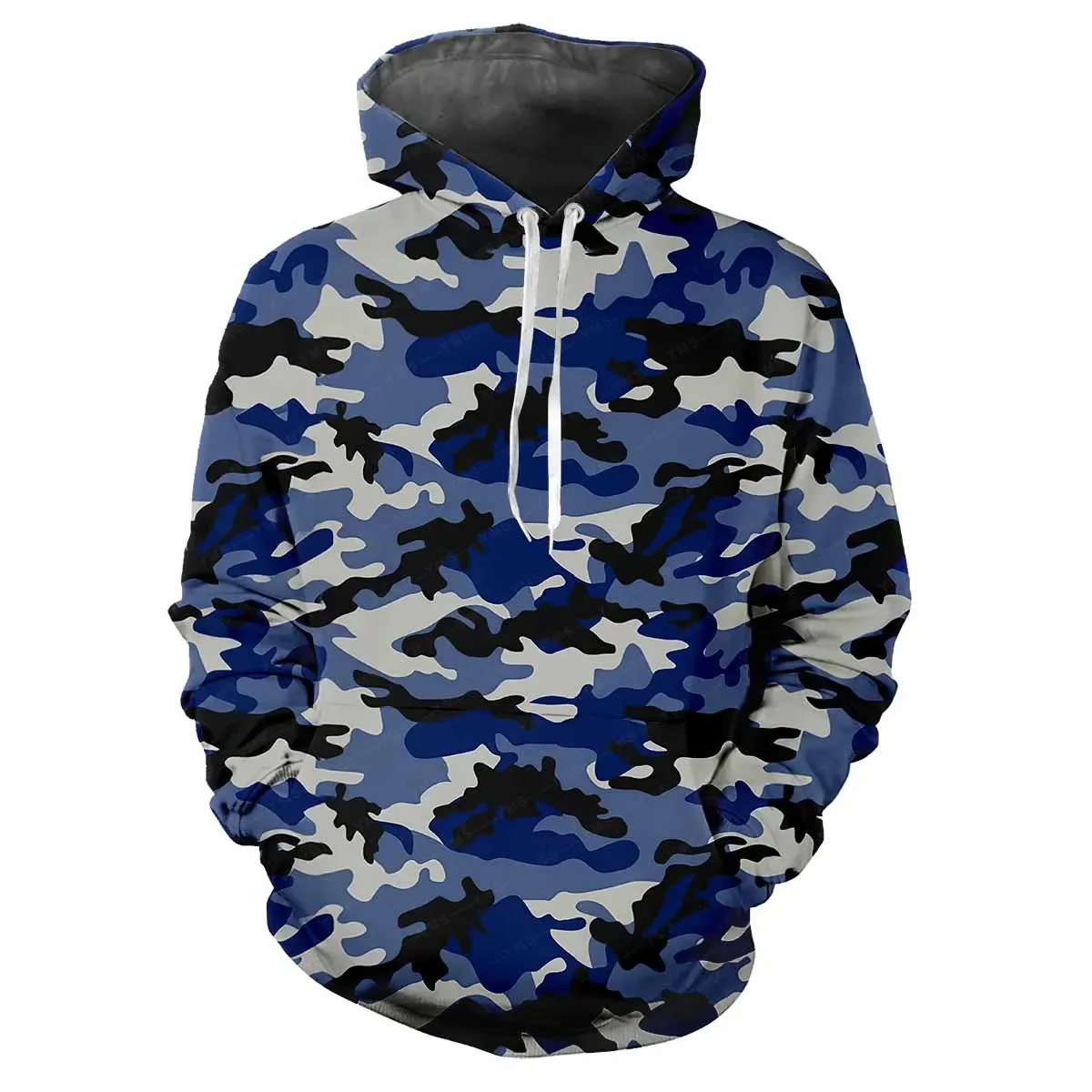 Trendy Men\'s Hoodie Printed  Fun Camouflage Patterns Digital Printing Casual Long Sleeved Hooded Thick Fabric Tops