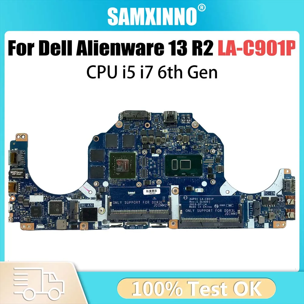 

Computer Mainboard For Dell Alienware 13 R2 CN-0NHYX3 0V3TCJ 0VC62V LA-C901P Laptop Motherboard I5-6200U I7-6500U CPU GTX960M