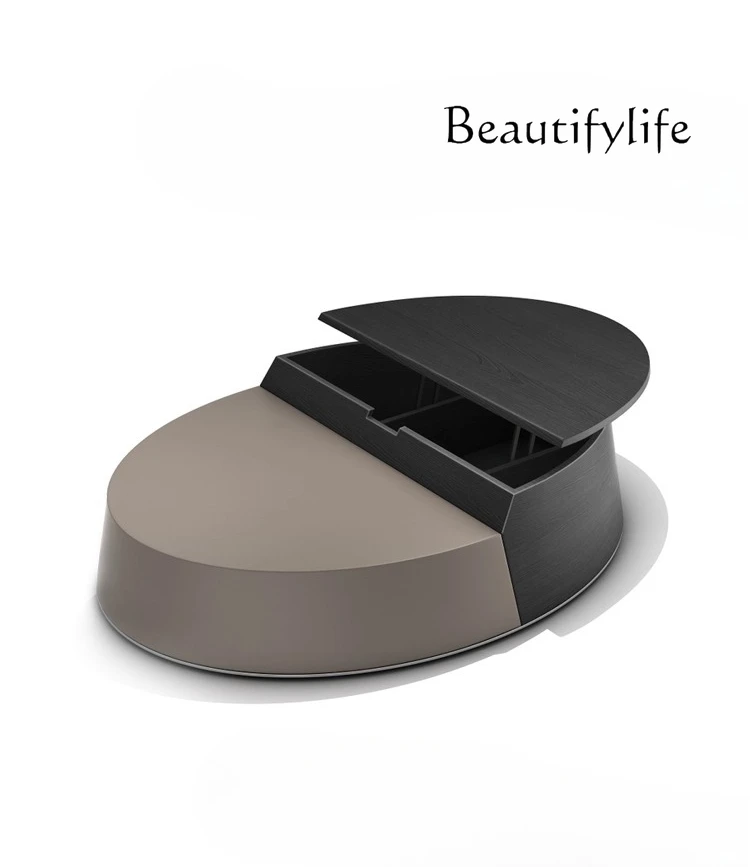 

Italian minimalist lifting storage living room storage coffee table personalized high-grade bright paint veneer