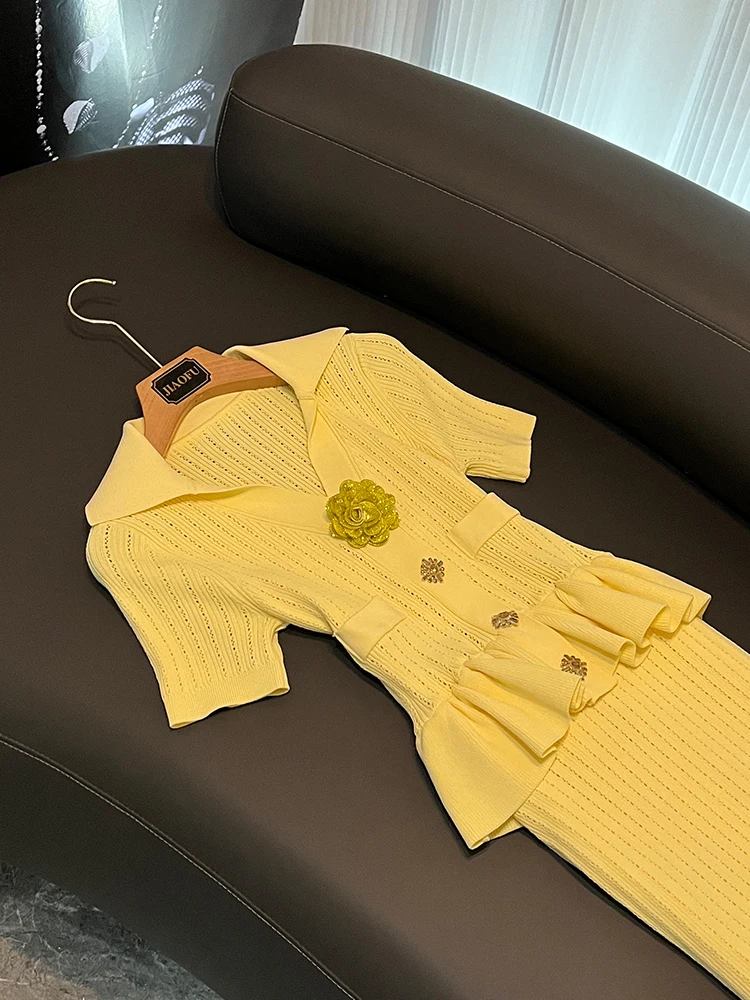 Modny dzianinowy sweter z długim rękawem, wyszczuplający, z kołnierzykiem, zimowy, nowy model, damski, do pracy, podstawowy, elegancki.