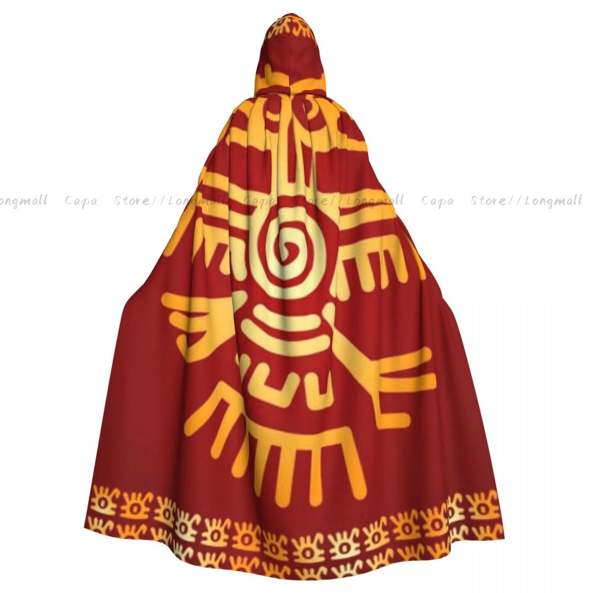 Adult Vampire Cape Hooded Robe Golden American Native Indians Aztec And Maya Halloween Cloak Full Length Cosplay